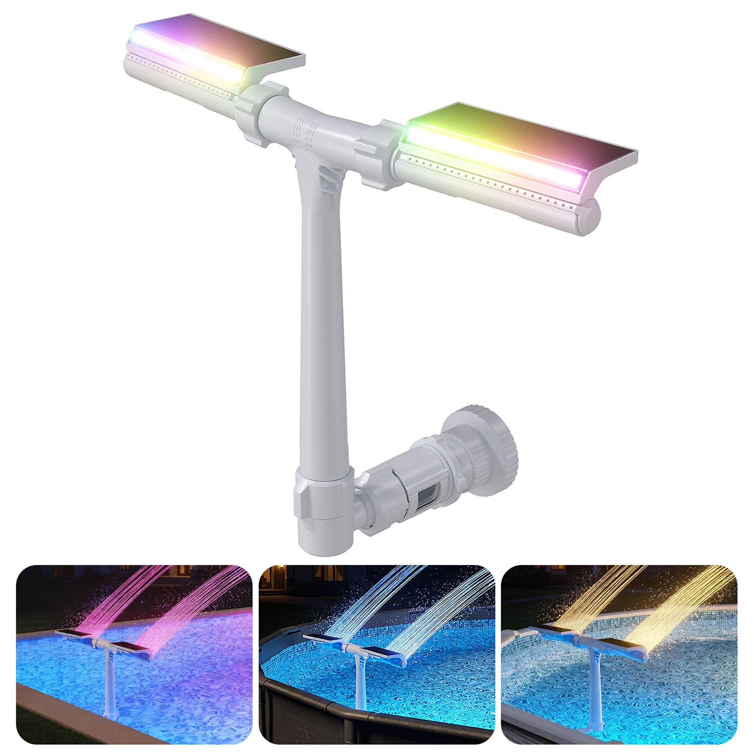 POOLHACKER Solar Pool Fountain Light for Above & Inground Pools