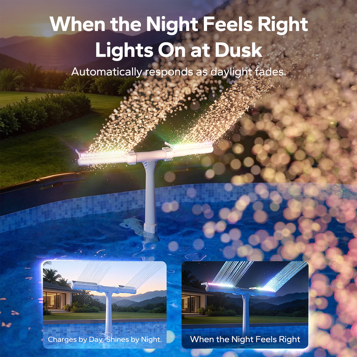 POOLHACKER Solar Pool Fountain Light for Above & Inground Pools