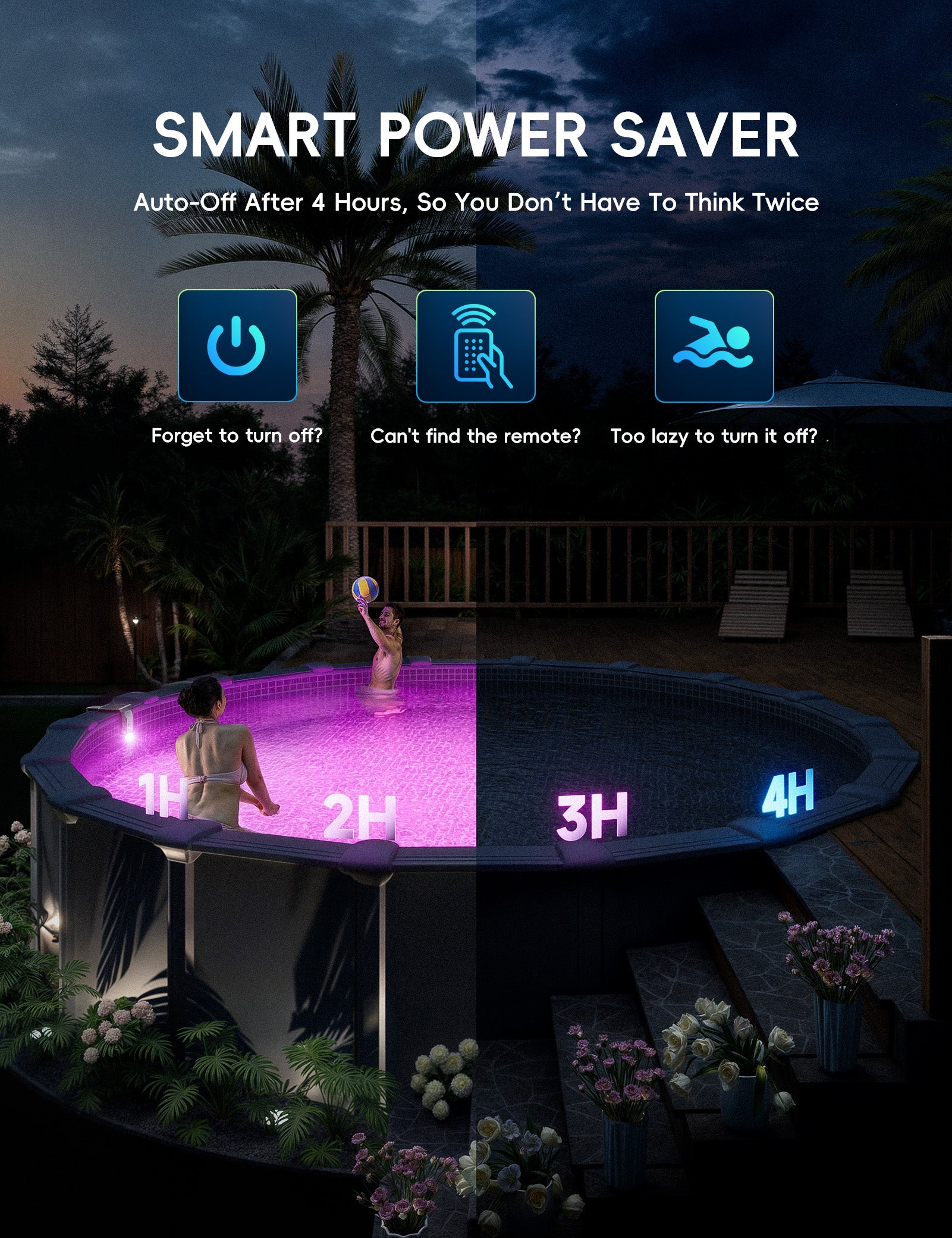 Poolside Solar Light For Steel Wall Above ground Pool