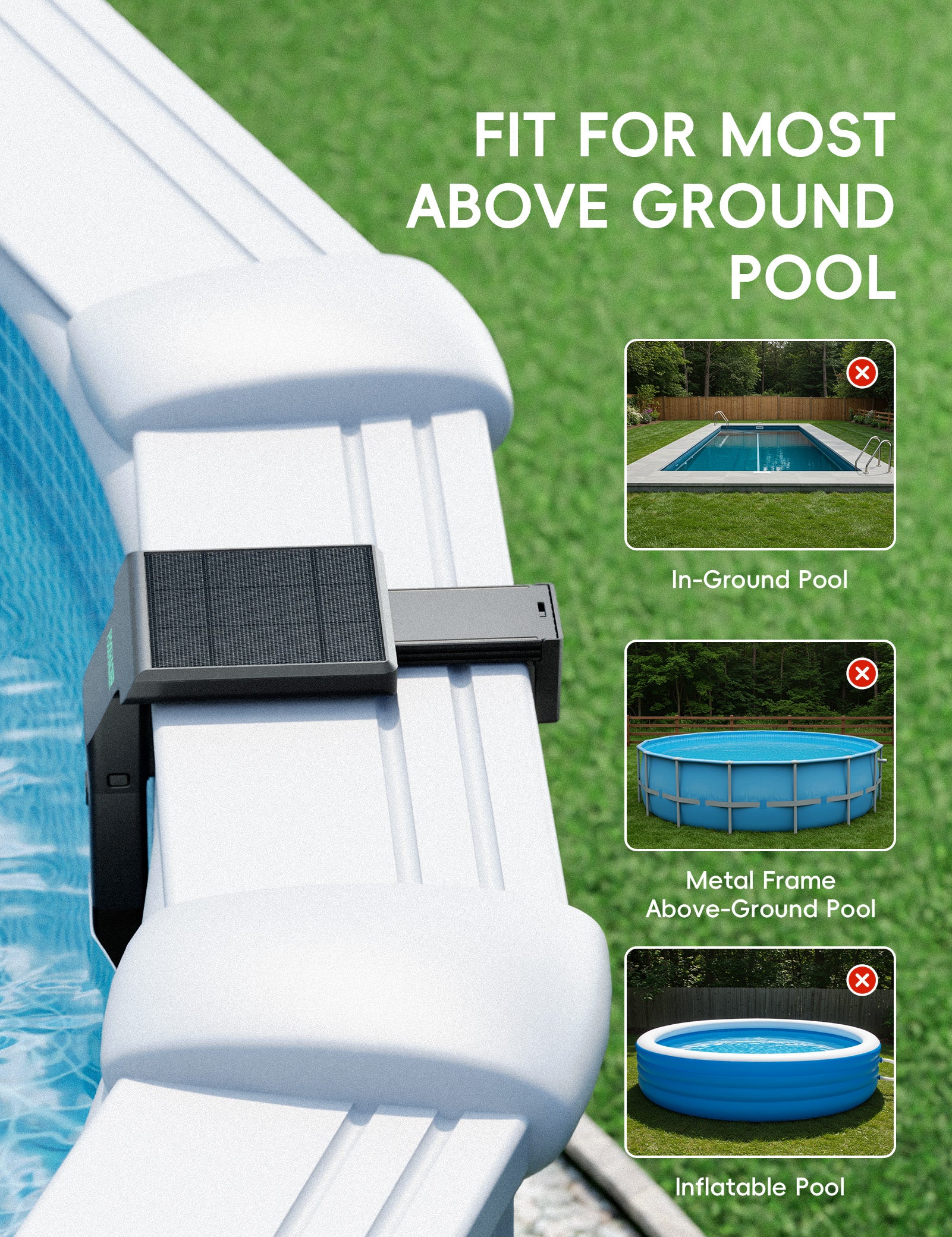 Poolside Solar Light For Steel Wall Above ground Pool