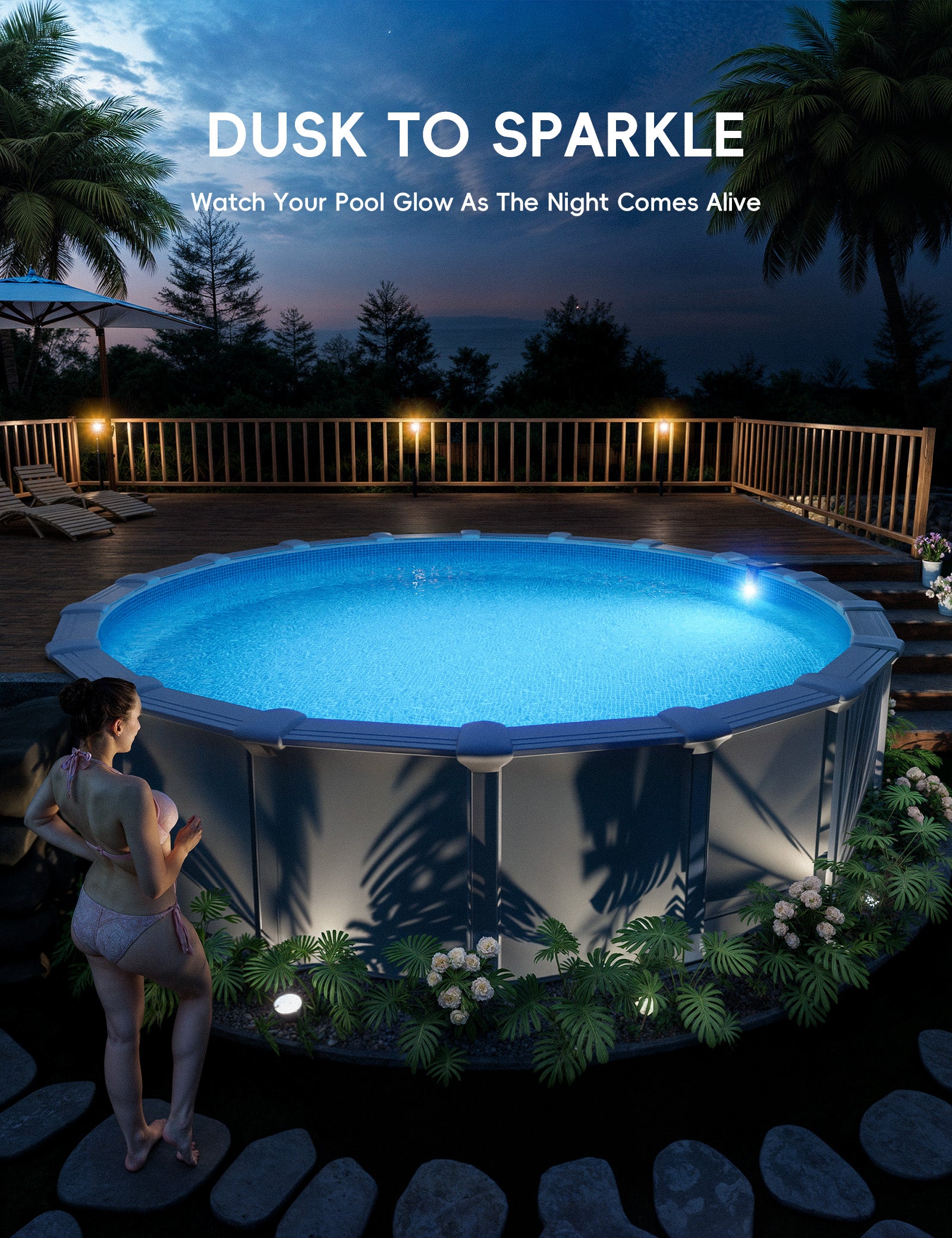 Poolside Solar Light For Steel Wall Above ground Pool