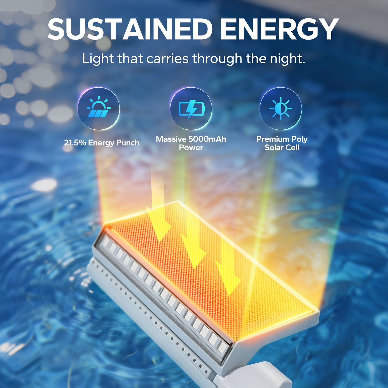 POOLHACKER Solar Pool Fountain Light for Above & Inground Pools