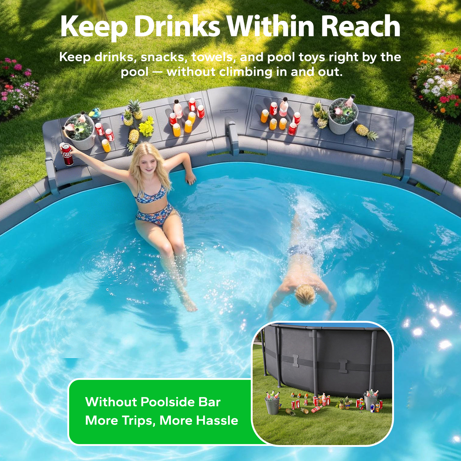 Poolside Bar -For Metal Frame Above-ground Pool [Round]