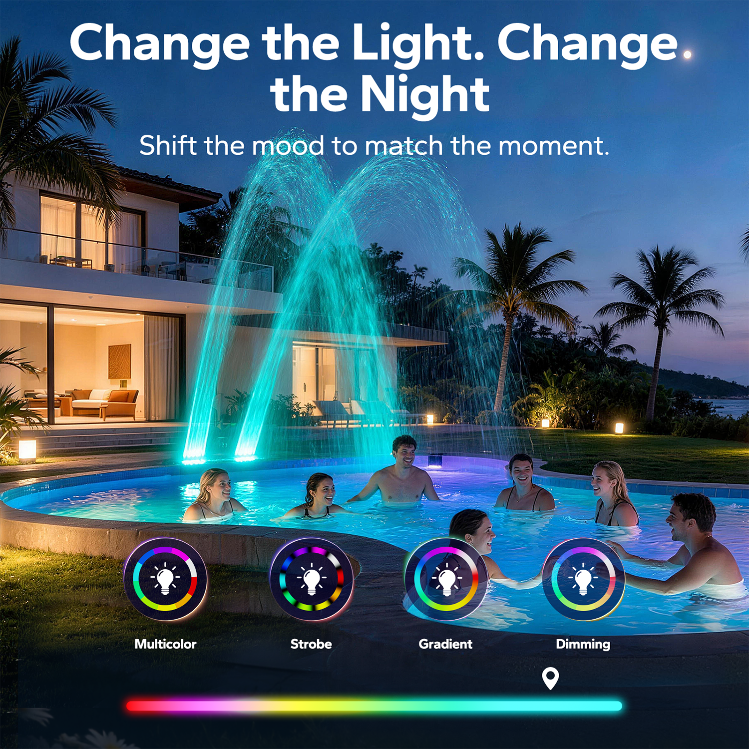 POOLHACKER Solar Pool Fountain Light for Above & Inground Pools