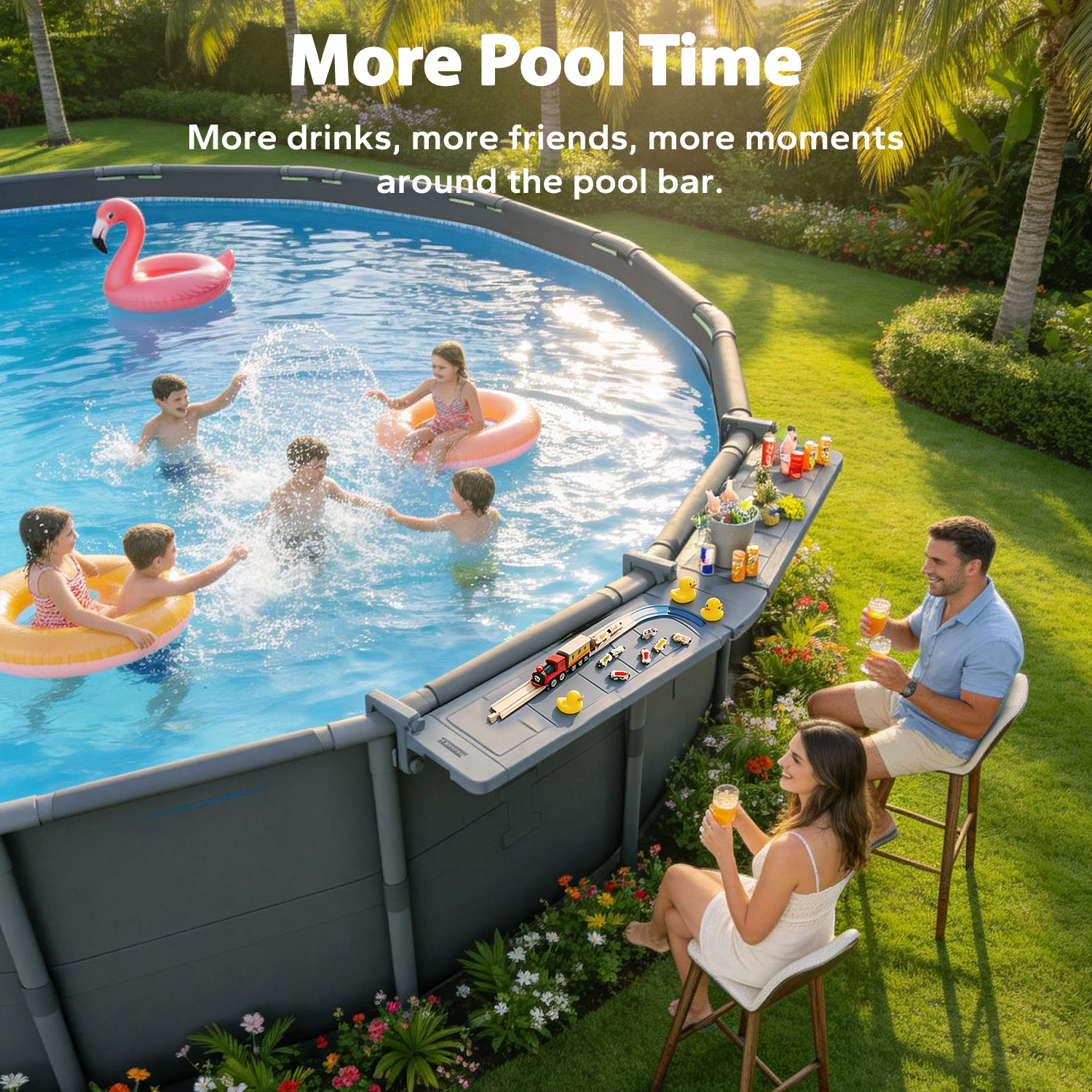 Poolside Bar -For Metal Frame Above-ground Pool [Round]