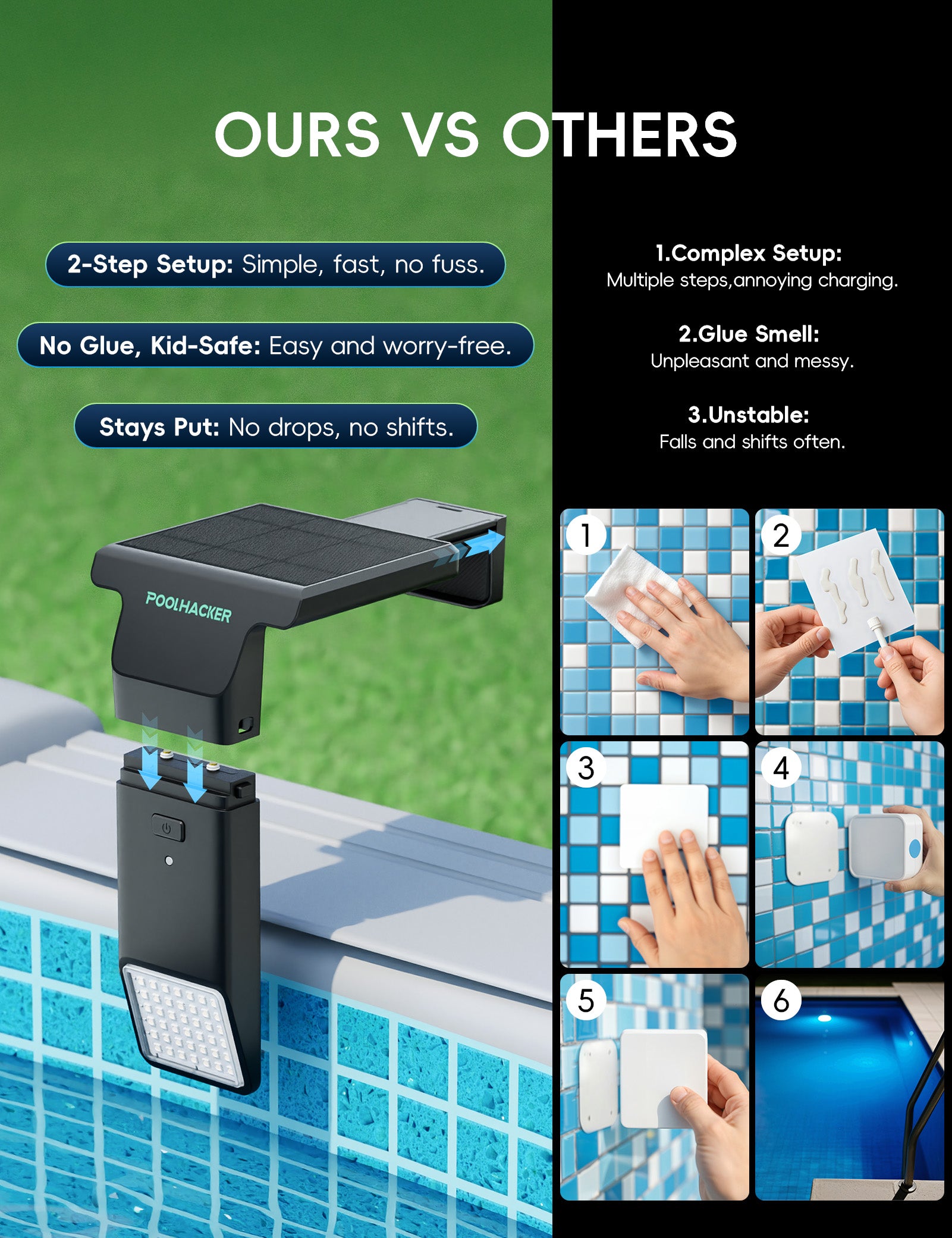 Poolside Solar Light For Steel Wall Above ground Pool